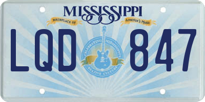 MS license plate LQD847