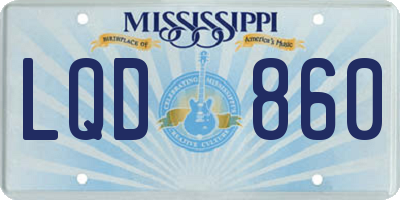 MS license plate LQD860