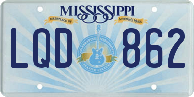 MS license plate LQD862