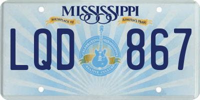 MS license plate LQD867