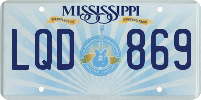 MS license plate LQD869