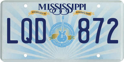 MS license plate LQD872