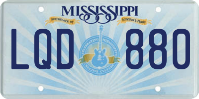 MS license plate LQD880