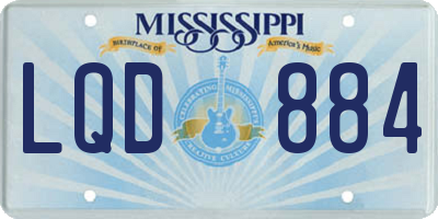 MS license plate LQD884