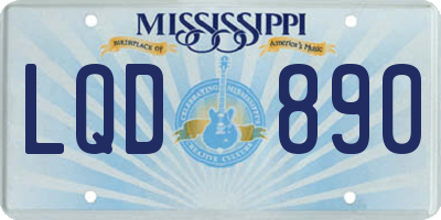 MS license plate LQD890
