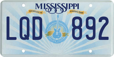 MS license plate LQD892