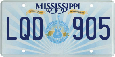 MS license plate LQD905