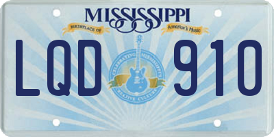 MS license plate LQD910