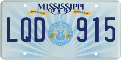 MS license plate LQD915
