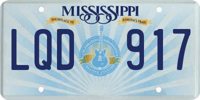 MS license plate LQD917
