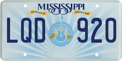 MS license plate LQD920