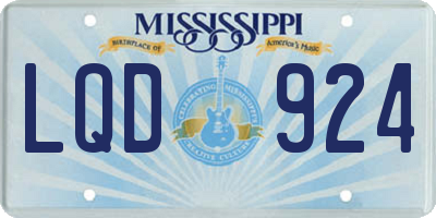 MS license plate LQD924