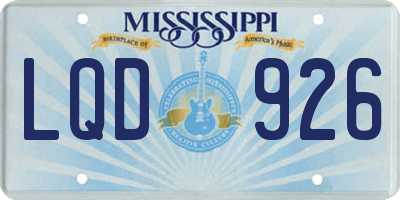 MS license plate LQD926