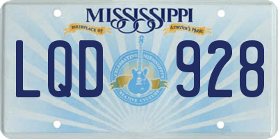 MS license plate LQD928