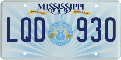 MS license plate LQD930
