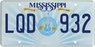 MS license plate LQD932