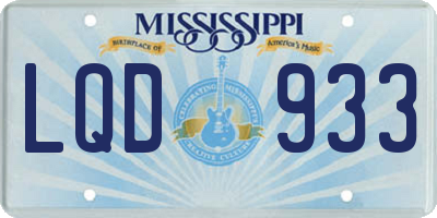 MS license plate LQD933
