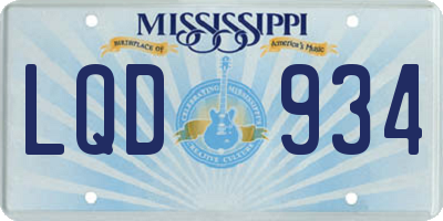 MS license plate LQD934