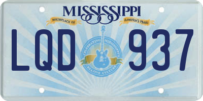 MS license plate LQD937