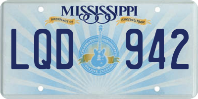 MS license plate LQD942