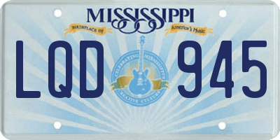 MS license plate LQD945