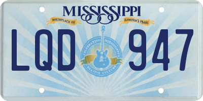 MS license plate LQD947