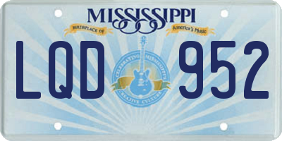 MS license plate LQD952