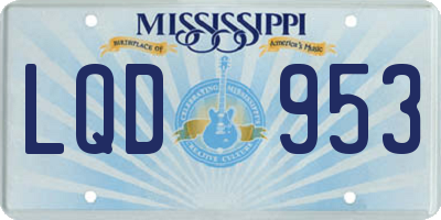 MS license plate LQD953
