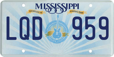 MS license plate LQD959
