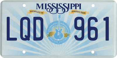 MS license plate LQD961