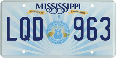 MS license plate LQD963