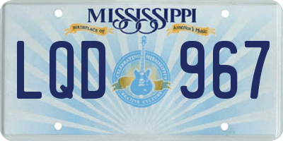MS license plate LQD967
