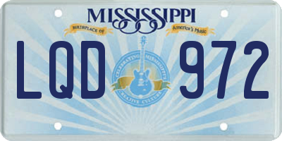 MS license plate LQD972