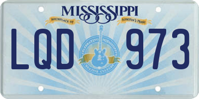 MS license plate LQD973