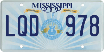 MS license plate LQD978