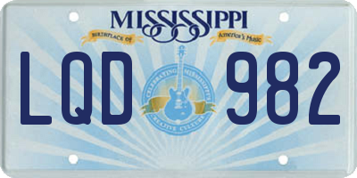 MS license plate LQD982