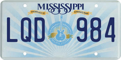 MS license plate LQD984