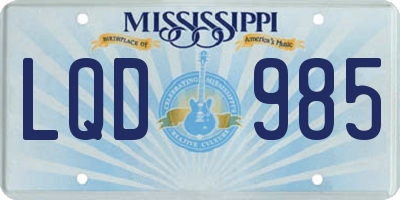 MS license plate LQD985