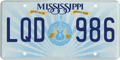 MS license plate LQD986