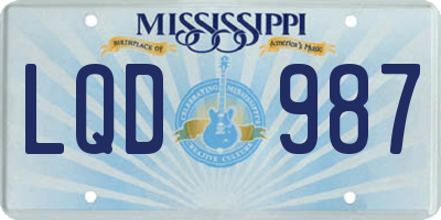 MS license plate LQD987