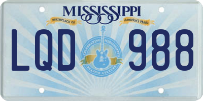 MS license plate LQD988
