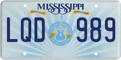 MS license plate LQD989