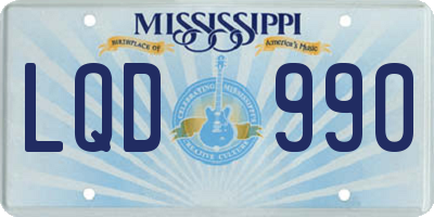 MS license plate LQD990