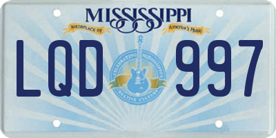 MS license plate LQD997