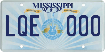MS license plate LQE000