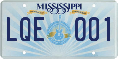 MS license plate LQE001