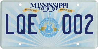 MS license plate LQE002