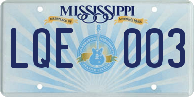 MS license plate LQE003