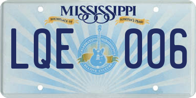 MS license plate LQE006