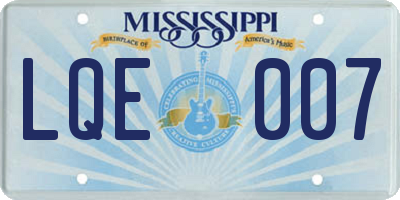 MS license plate LQE007